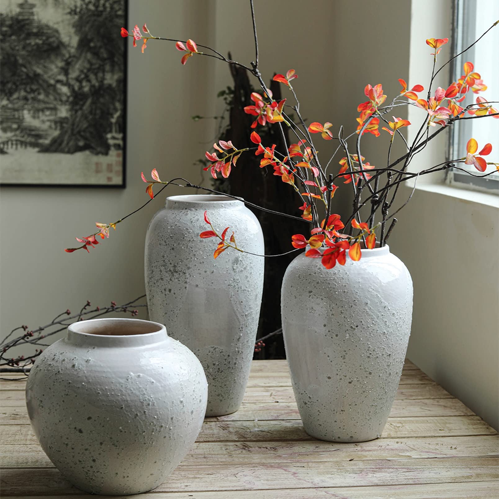 White Vintage Vase Dried Flower Arrangement Porcelain Vase